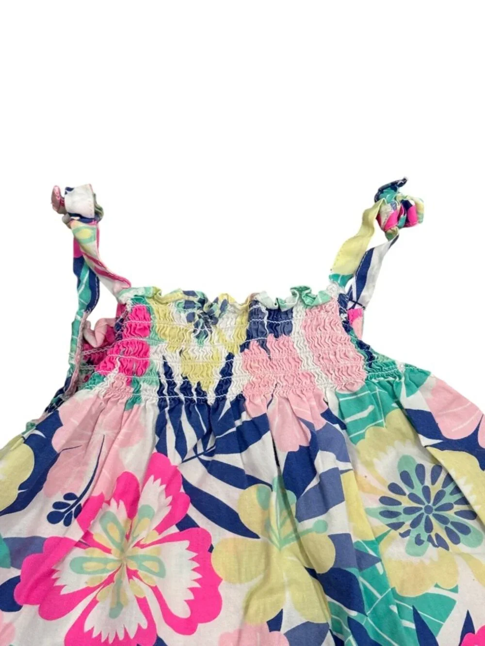 Carters Baby Girls 18M Floral Smocked Dress With Adjustable Strap Ties